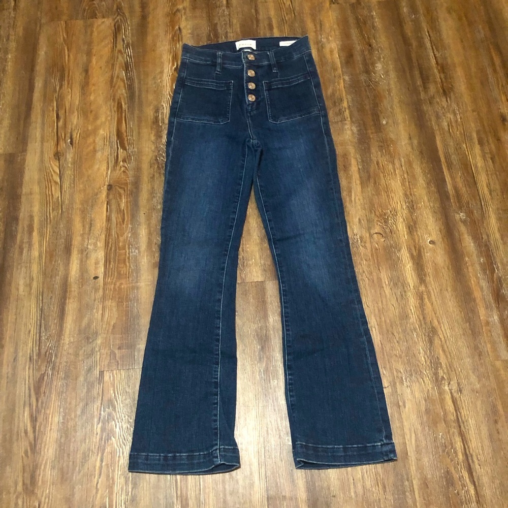 Frame Denim Dark Blue High-Rise Bootcut Jeans